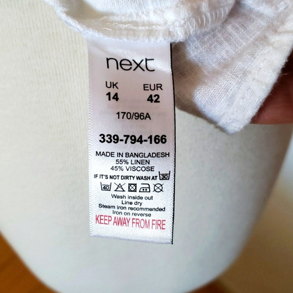 Next White Ruffle One Shoulder Linen Top Size 10 - Picture 6 of 9